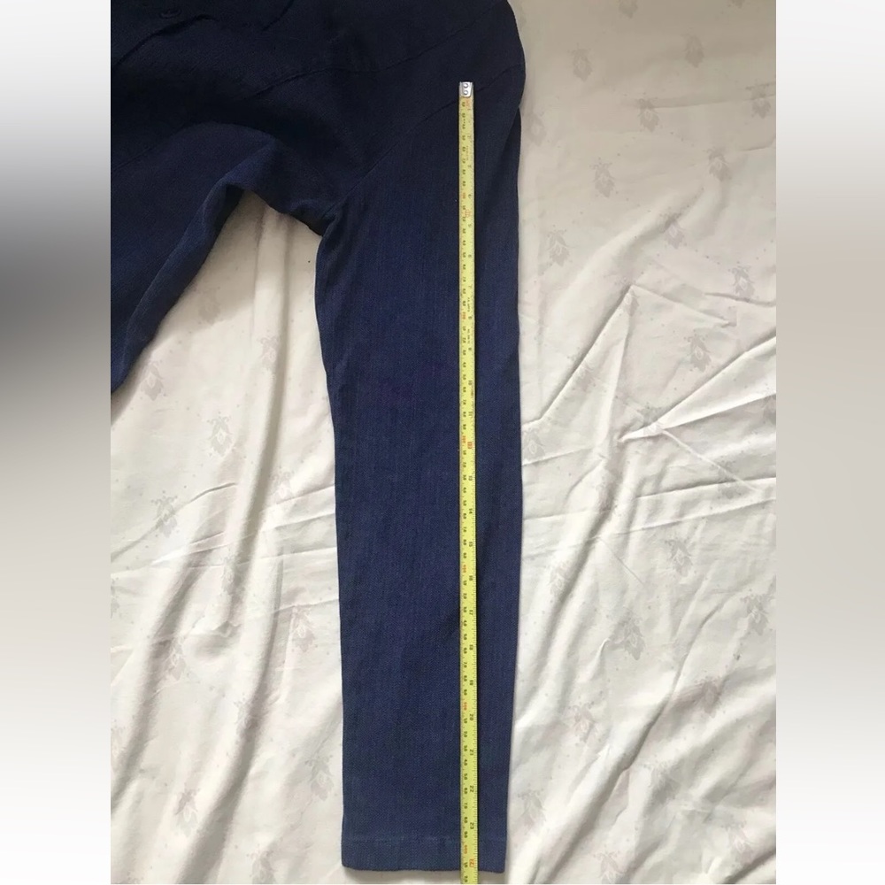 FLAX Queens Top Blazer Womens S (6-8) Navy Stretch Twill Button front minimalist - Picture 9 of 11